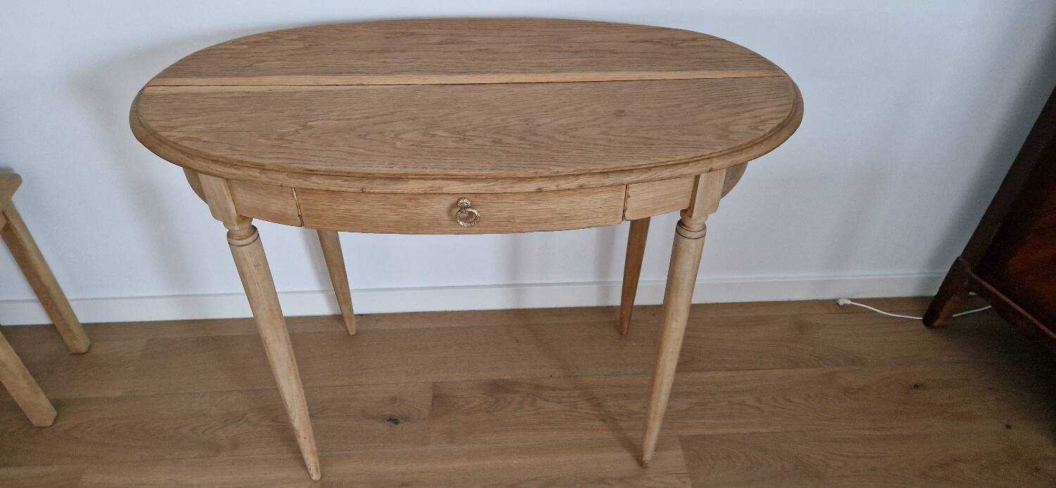 Louis XVI style oak desk console table