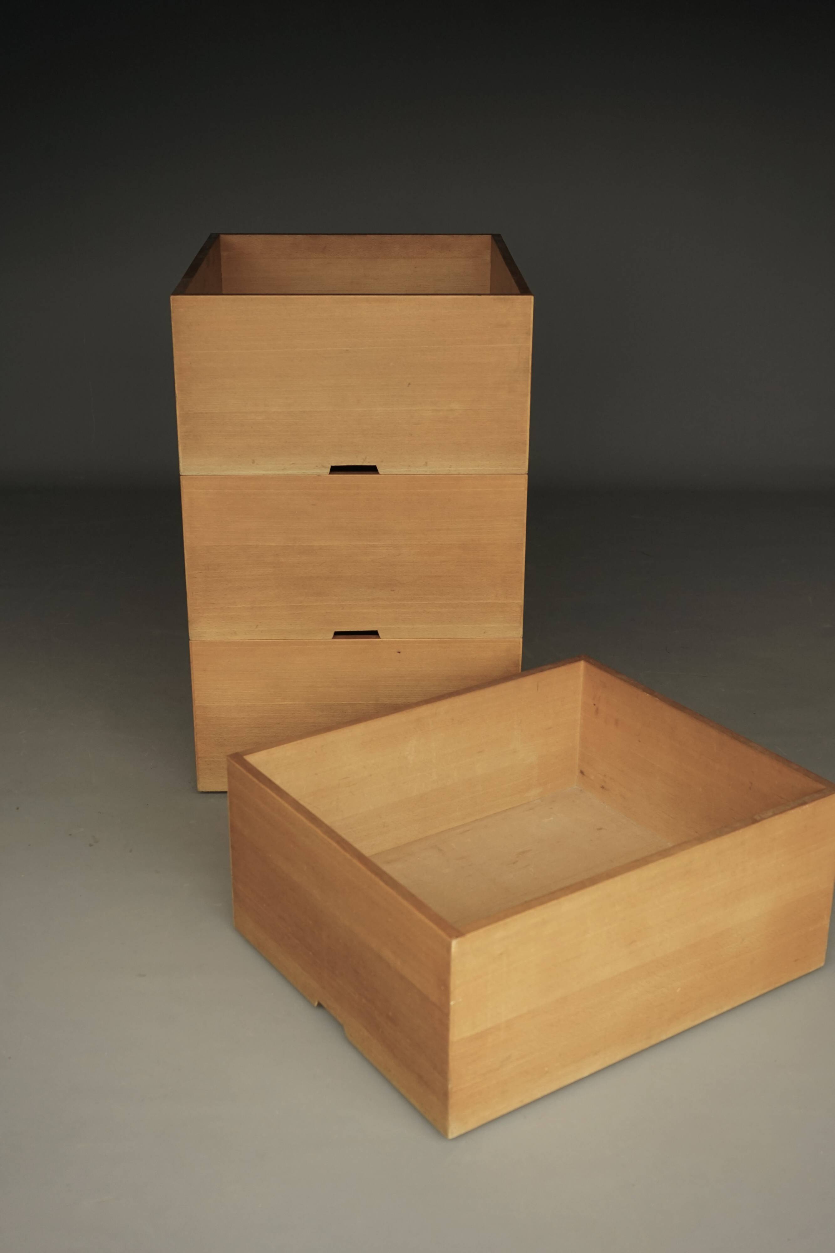Storage Boxes in beech wood by Wim den Boon, 1967. Set of 4