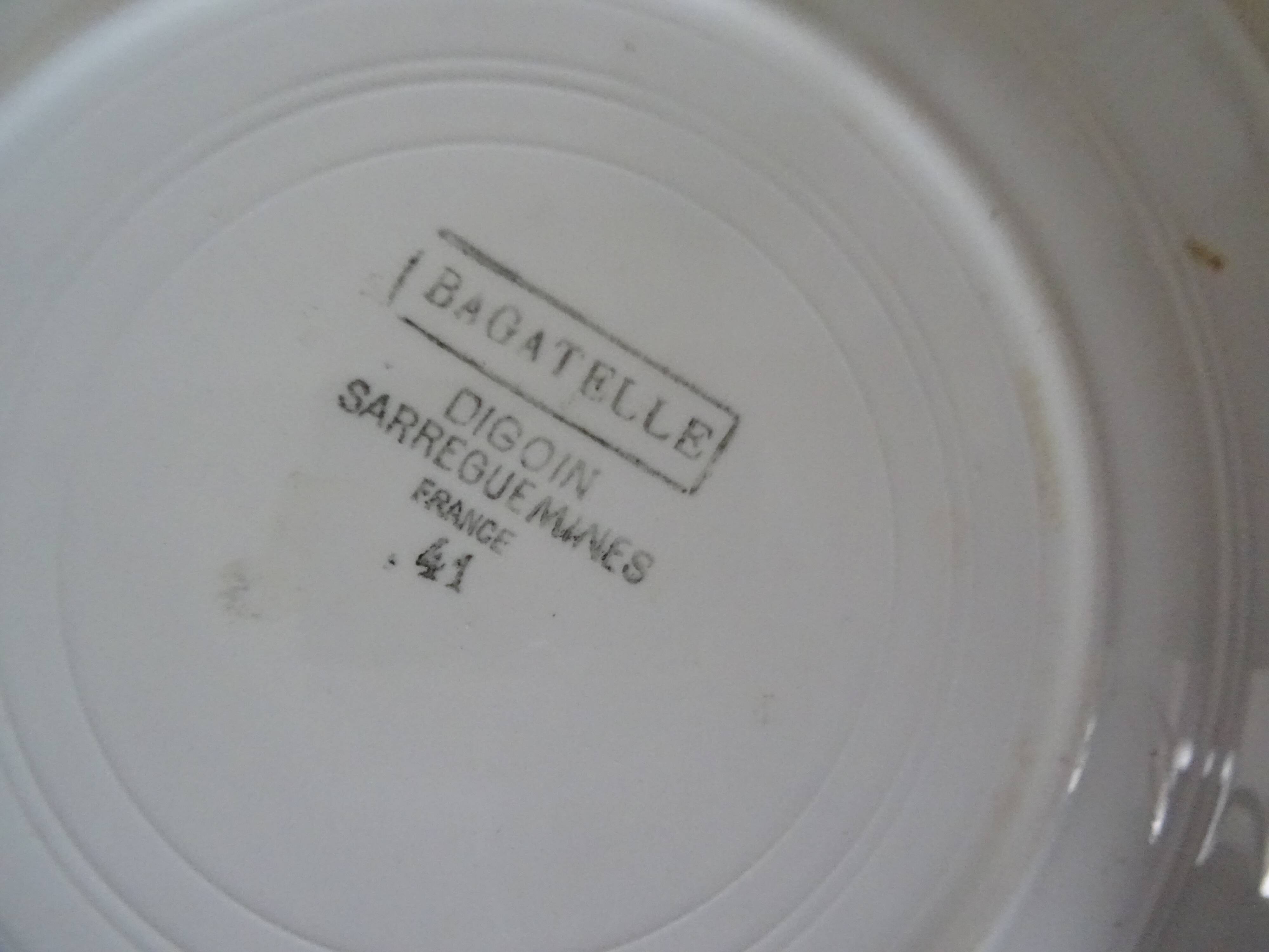 5 flat plates Digoin Sarreguemines Bagatelle 384112 antique faience