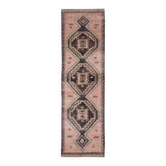 Tapis couloir en laine et coton fait main Oushak turc des années 1970, 92x331.