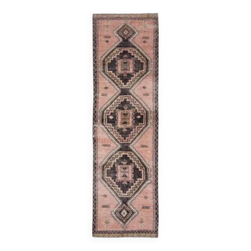 1970s Turkish Oushak Handmade Wool Cotton Orange Runner Rug 92x331