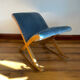 Rocking blue velvet footrest