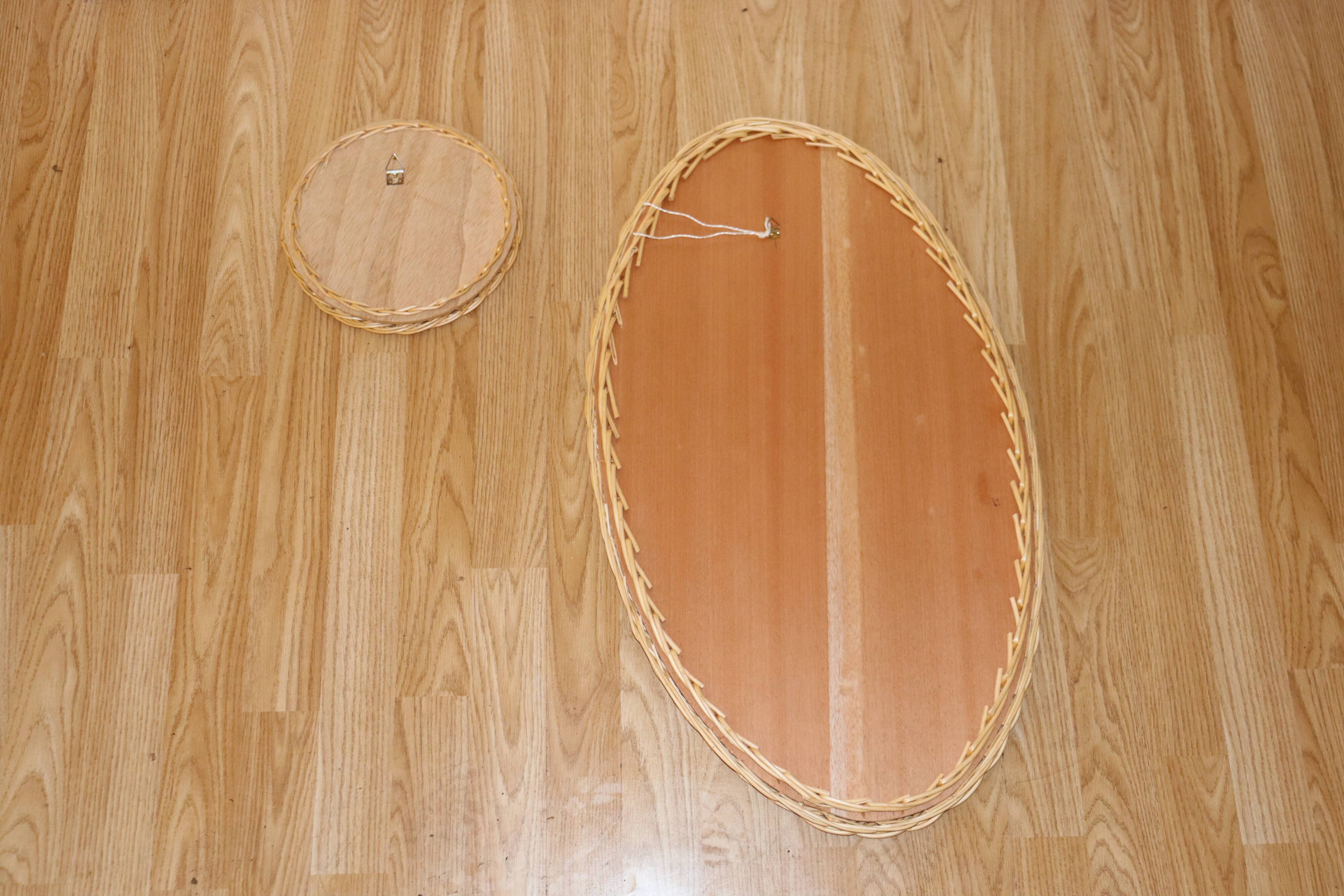 Lot two woven rattan mirror