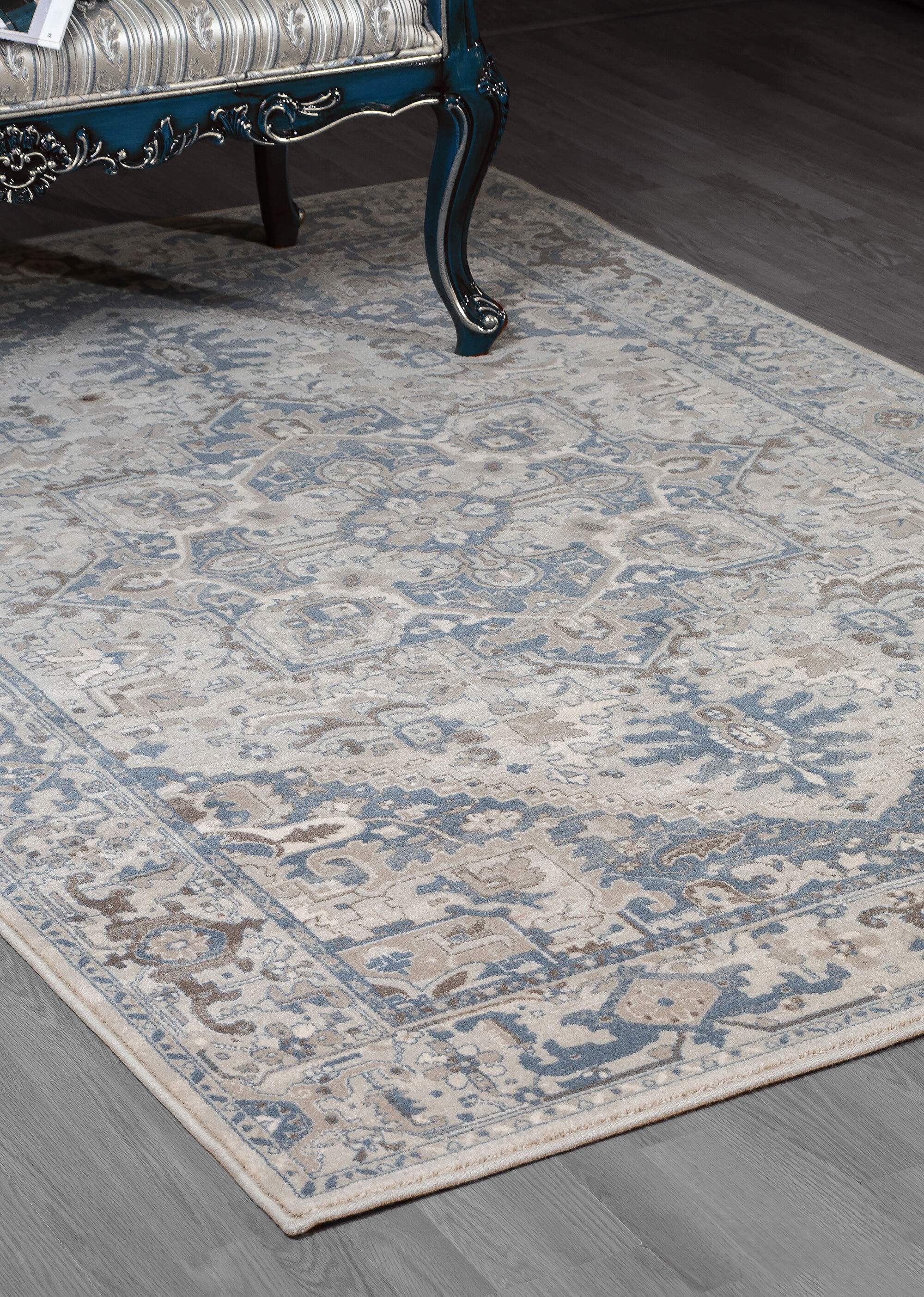 Beige and blue 2x3 m KAMA oriental carpet