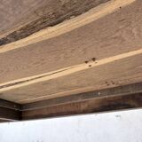XL farmhouse table in solid oak, brutalist style, 20th century.