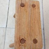 Vintage old wooden farmhouse stool treated brutalist