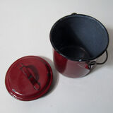 Ancien pot seau en métal émaillé