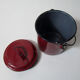 Old enamelled metal bucket pot