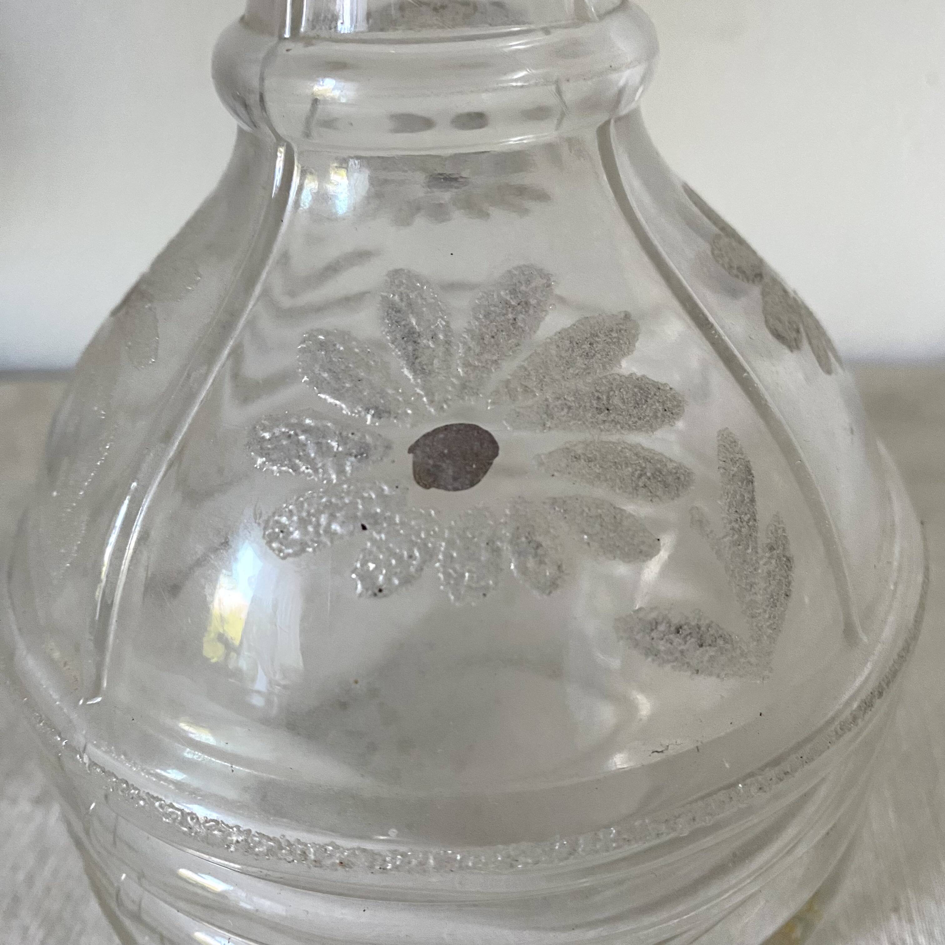 Antique carafe, daisy-decorated vase