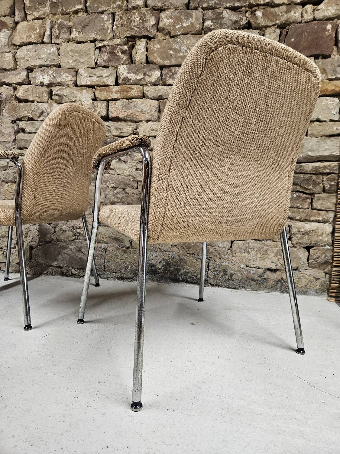 Pair of vintage 1970s Sedus bouclette wool armchairs