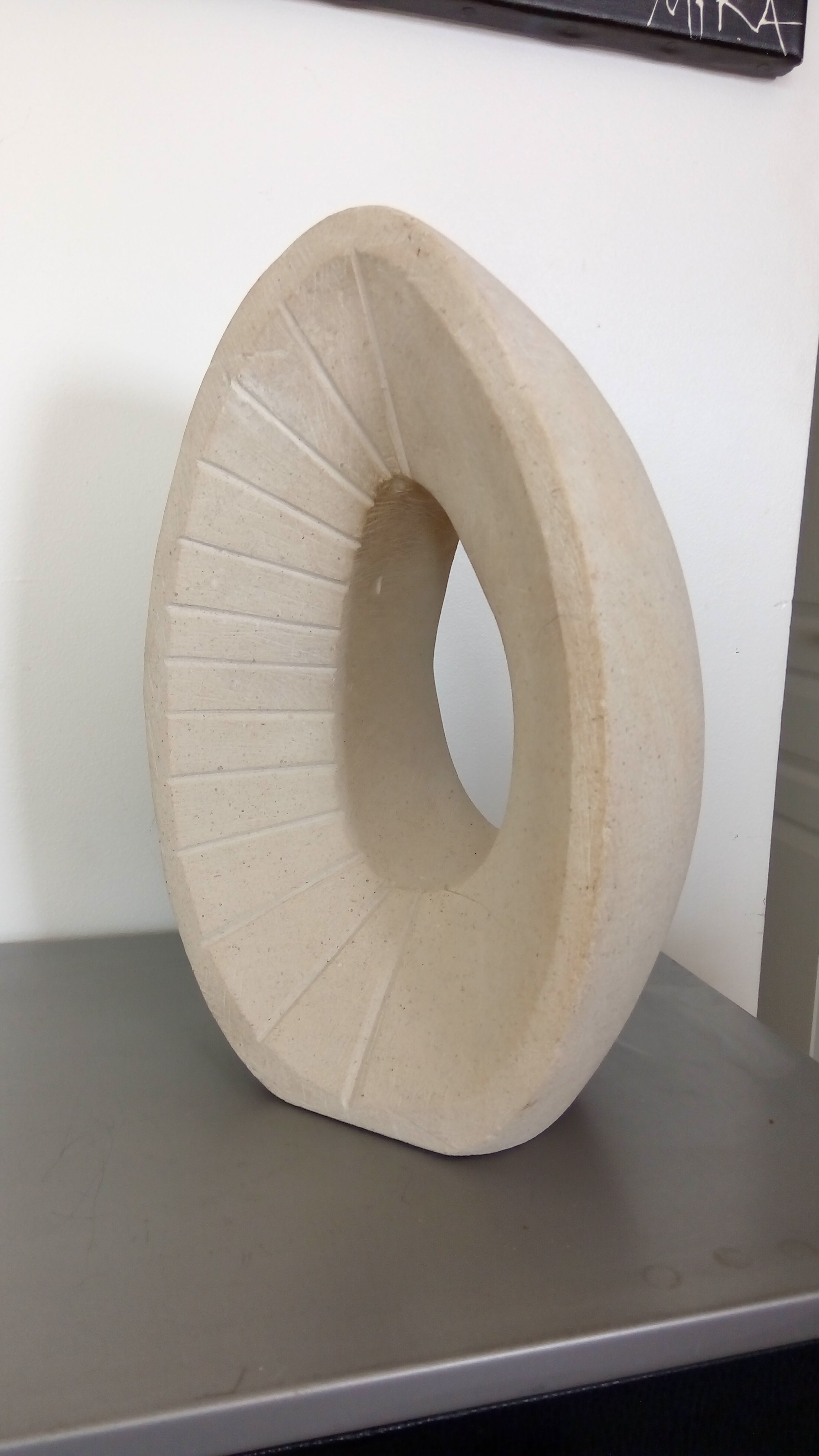 Vintage stone abstract sculpture signed Tajana