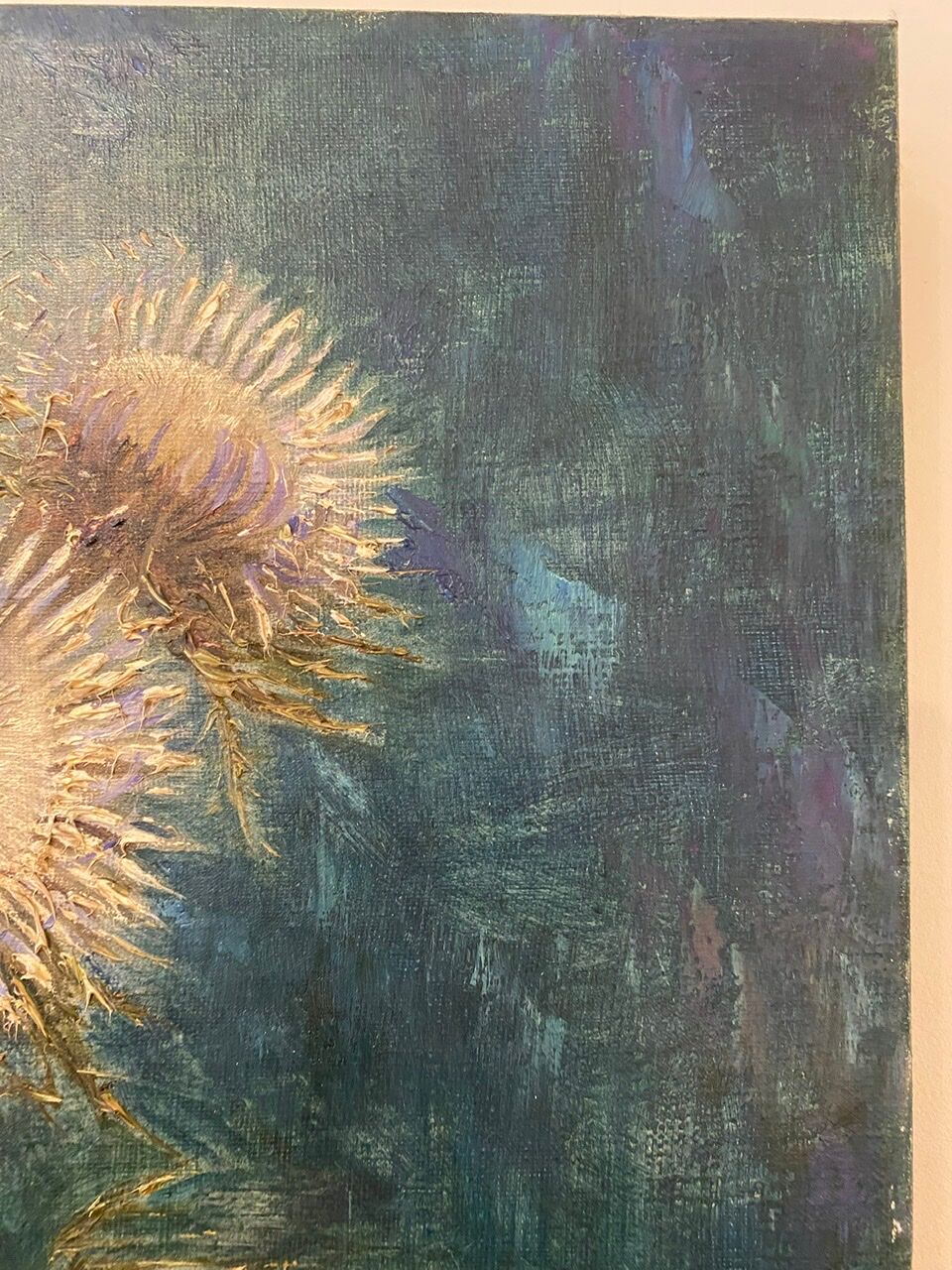 Old painting, still life with thistles signed C.Jung, 1928