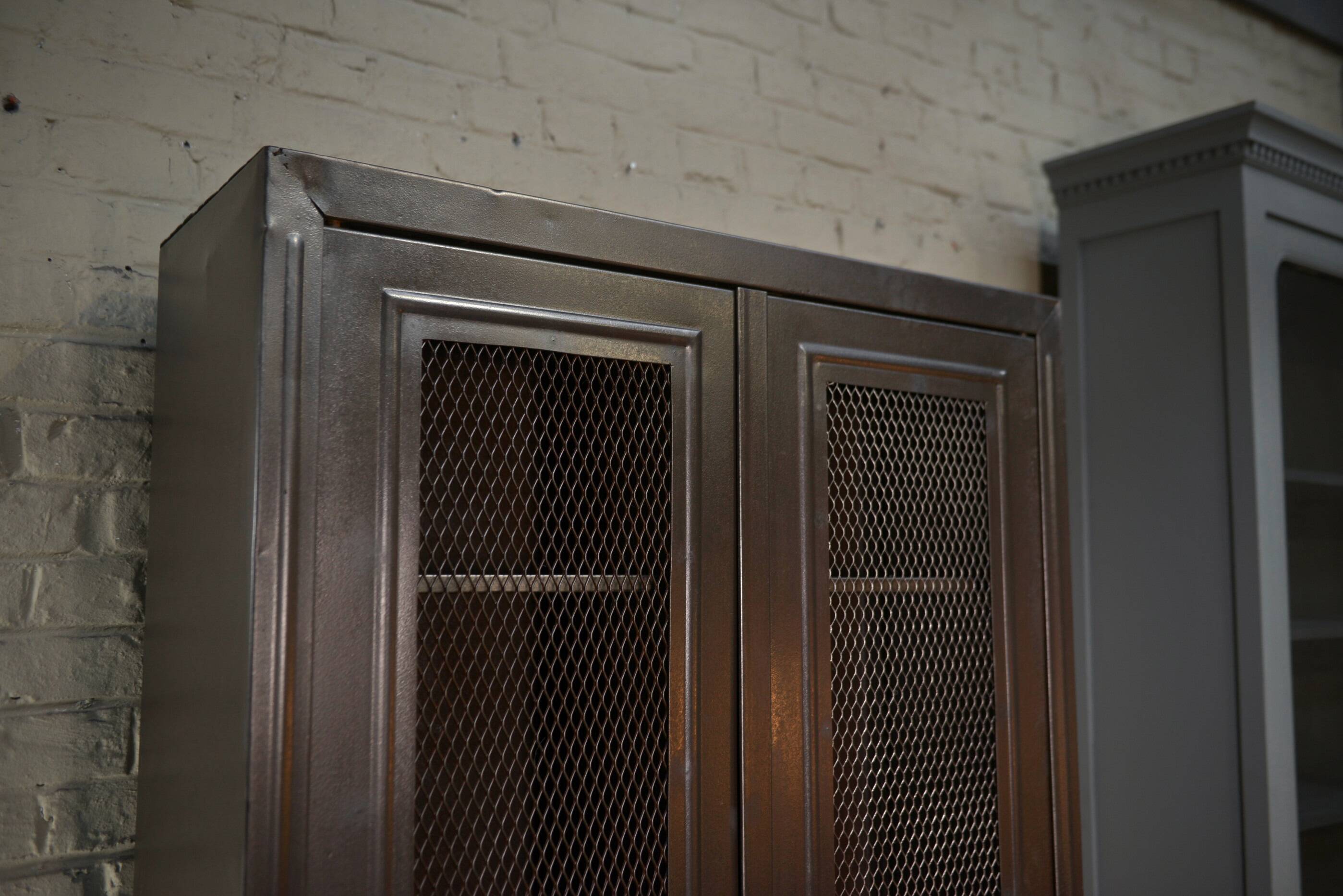 Tolix 2-door metal wire mesh cabinet