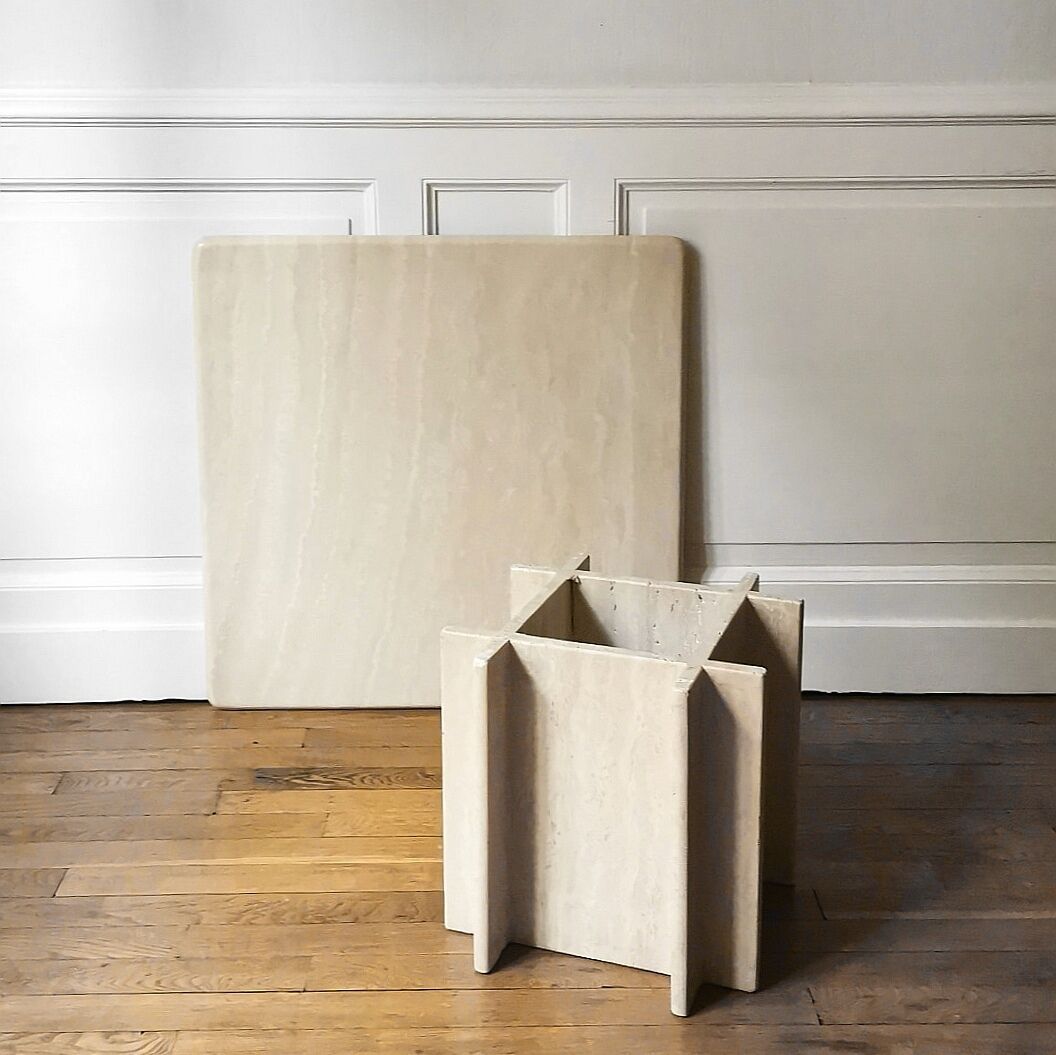 Square travertine coffee table