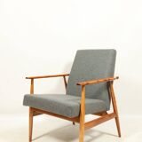 Vintage armchair renovated im wool upholstery graphite colour