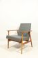 Vintage armchair renovated im wool upholstery graphite colour