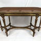 Louis XVI style piano bench, dark gilded cane wood