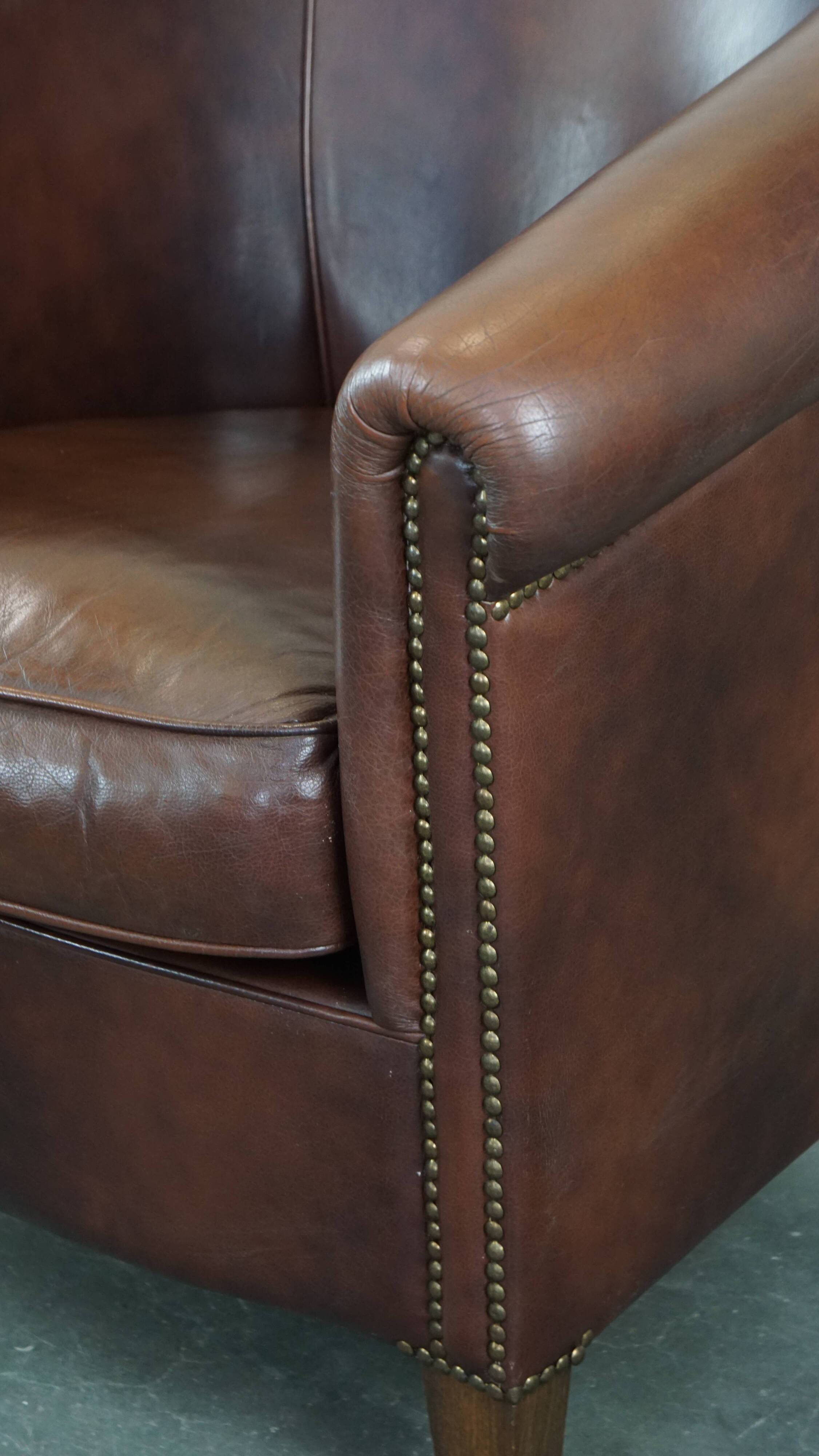 Cow leather club chair in English style