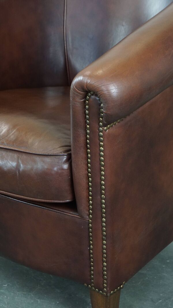 Fauteuil club en cuir de vache de style anglais
