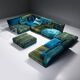 Stunning NAPALI 126 modular velvet sofa by the Bretz Brothers for Bretz Germany