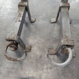 Pair of zoomorphic andirons, couple of dachshunds.