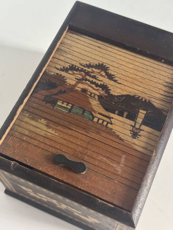 Porte-cigarettes vintage 1960 distributeur bois japon groom - 12 x 9 cm