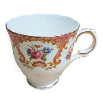 Tasse anglaise en porcelaine Crown Staffordshire Denbigh – Oiseau et fleurs