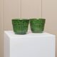 Ensemble de 2 pots de fleurs en céramique verte Bay-Keramik, 603-14, Allemagne de l'Ouest années 1980, striés avec relief floral.