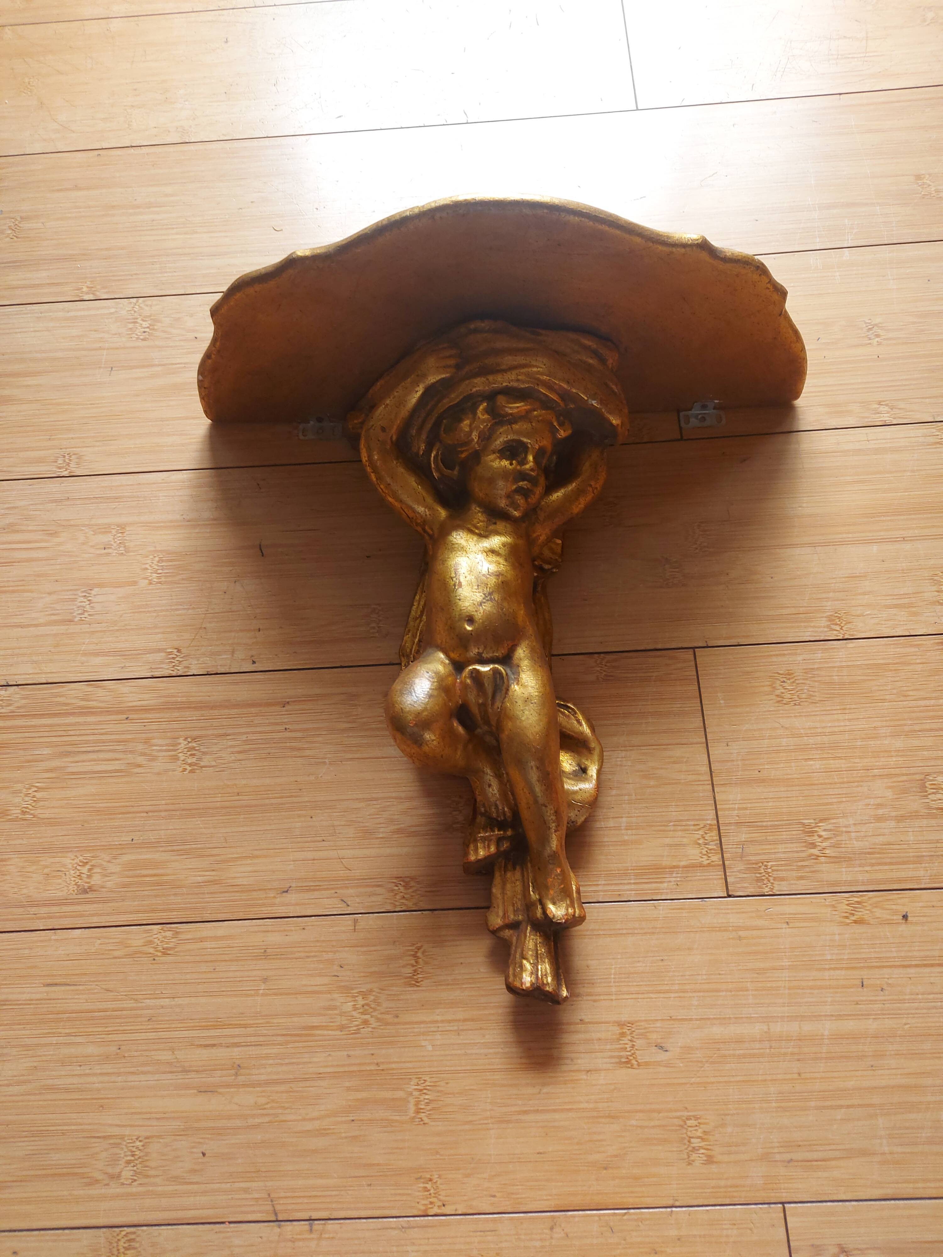Shelf , Wall console gilded cherub