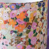 Large floral maximalist table lamp with a Delft ceramic base and new lampshade.