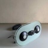 Postmodern black metal glass ceiling lamp | 1990s