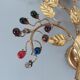Wall light flower Hans Kogl in gold metal and pearls 70s