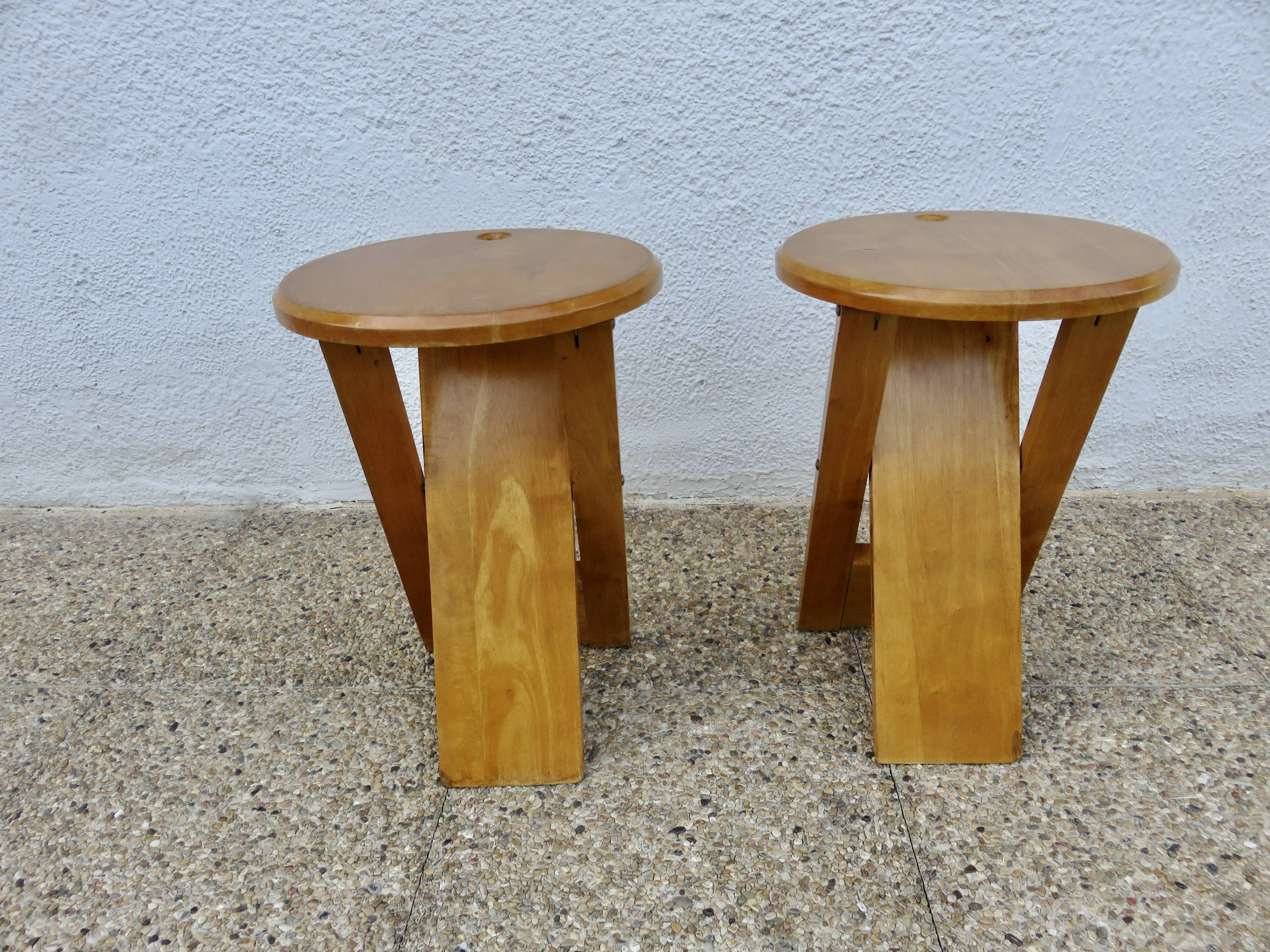 Paire de tabourets pliants attribué à Roger Tallon, 1980