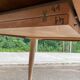 Renovated round extendable Scandinavian dining table in teak, 110cm.