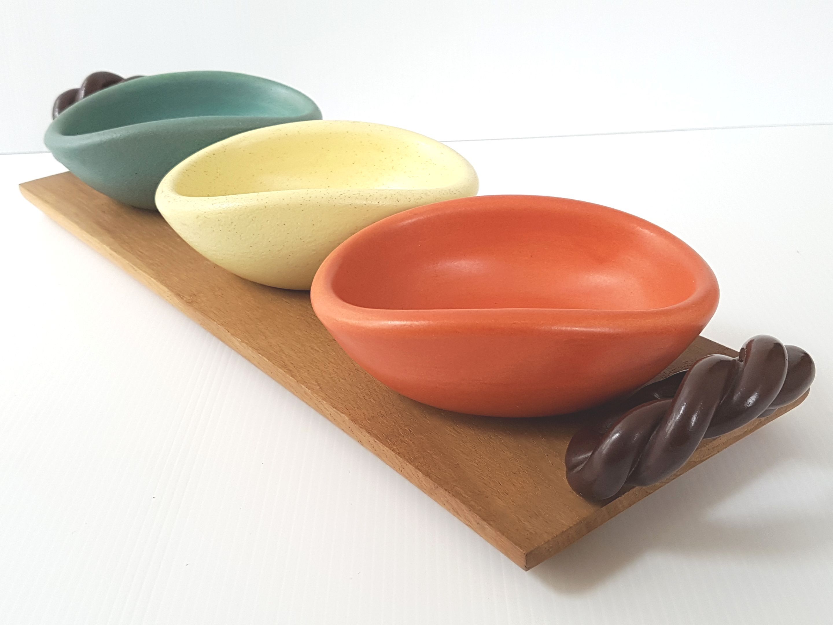 Suite of 3 ramekins Sèvres Keramos vintage 1950