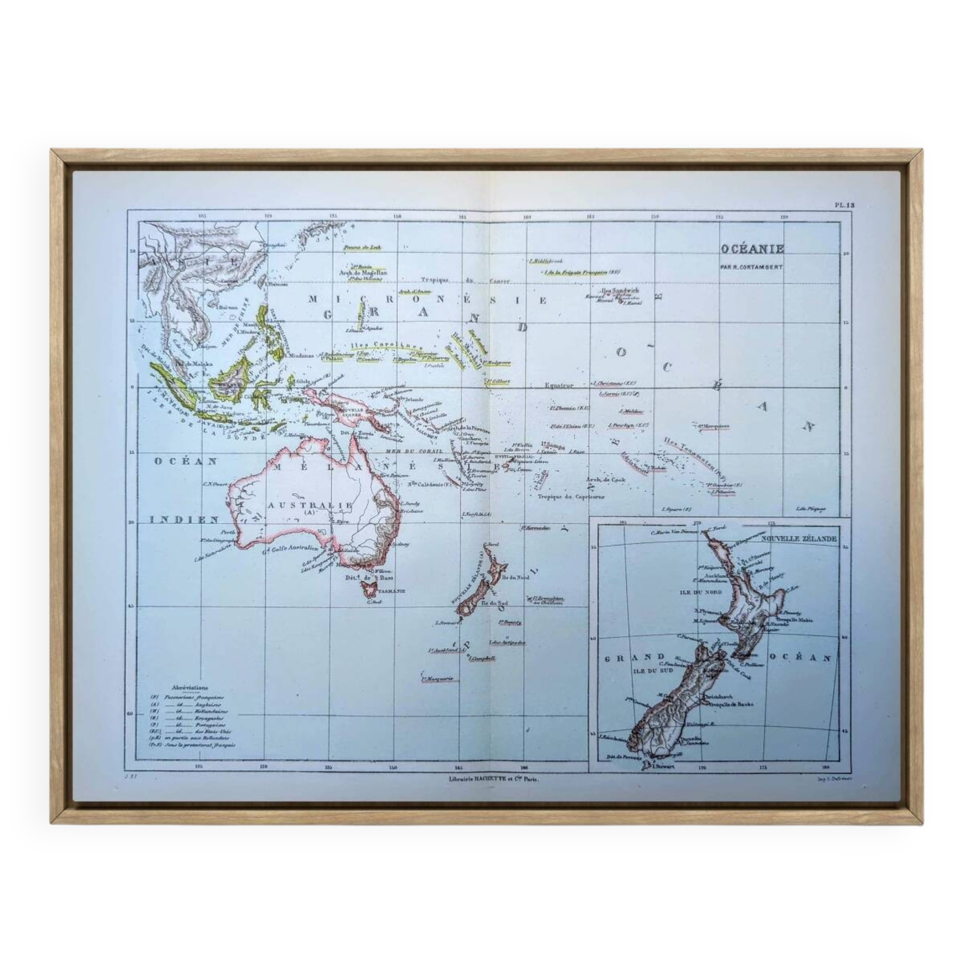Oceania, Vintage Map, 1887, Authentic.