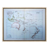 L'Océanie, carte Vintage, 1887, Authentique.