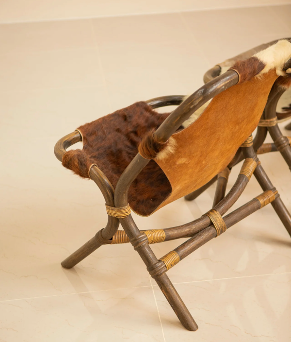 Paire de fauteuils bambou et cuir par Rohe Noordwolde 60's