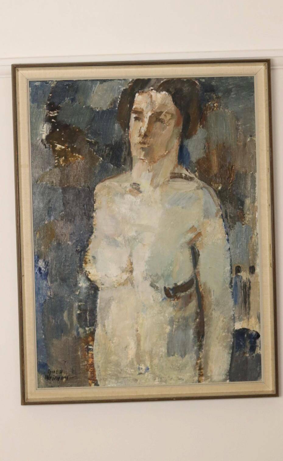 Large Swedish Mid-Century Oil On Canvas Painting" Nude Study " by Egon E:son Weinemo