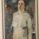 Grande huile sur toile suédoise du milieu du siècle « Étude de nu » par Egon E:son Weinemo