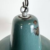 Large Industrial Petrol Enamel Factory Pendant Lamp, 1960s