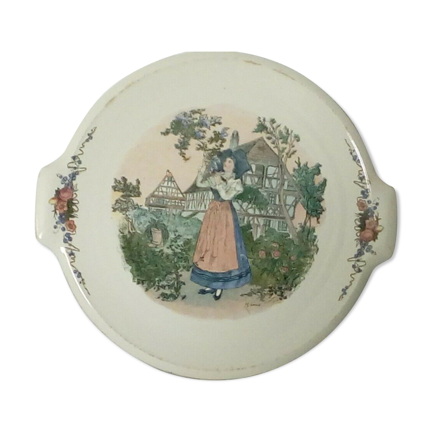 Pie dish in faience of sarreguemines model obernai