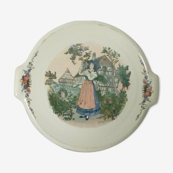 Plat a tarte en faience de sarreguemines modele obernai