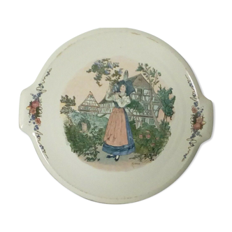 Plat a tarte en faience de sarreguemines modele obernai