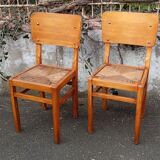 Pair of straw chairs from the 1950s