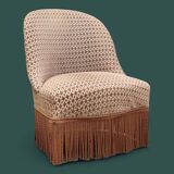 Fauteuil crapaud vintage en velours chocolat
