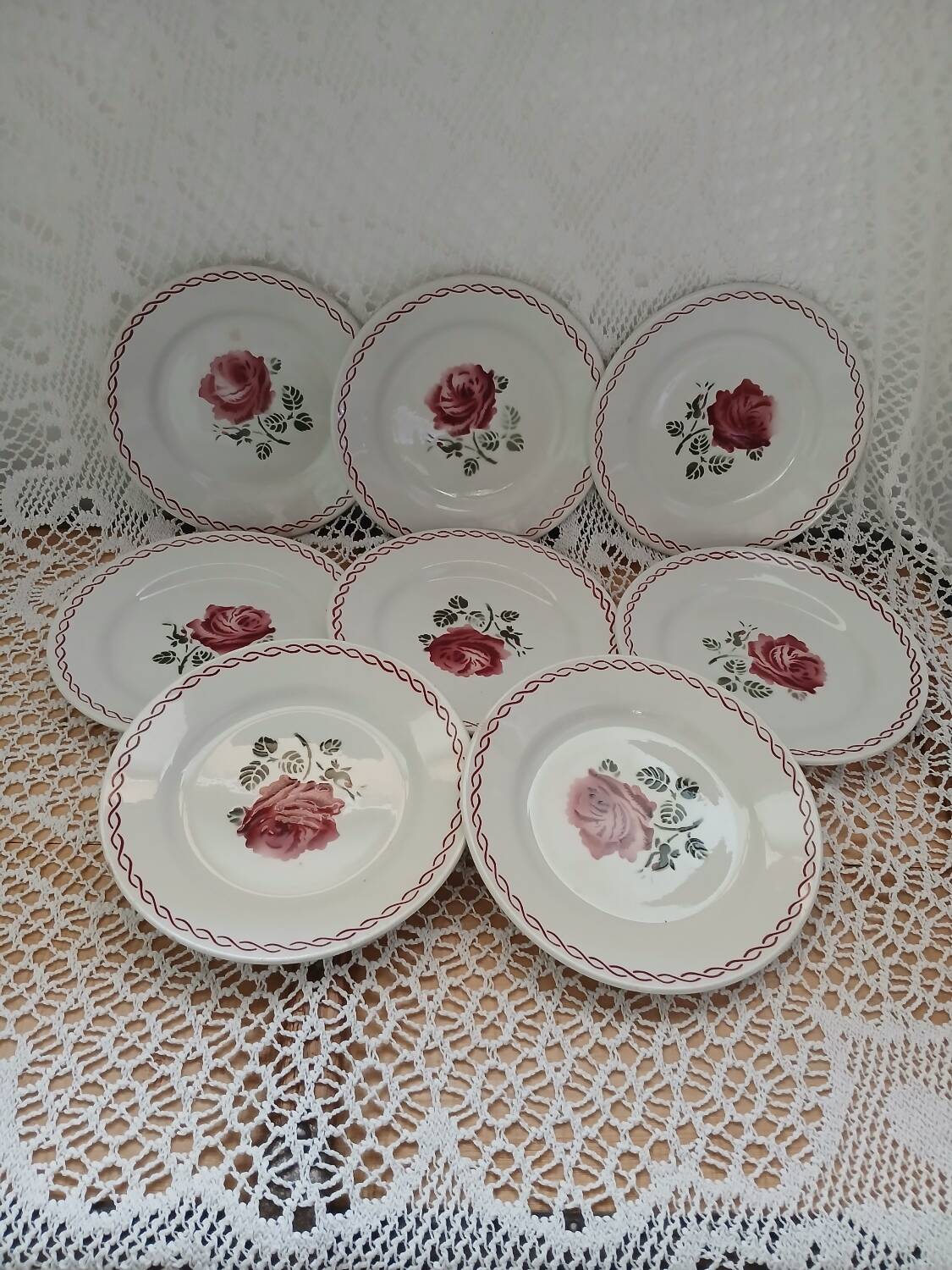8 old Badonviller dessert plates