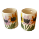 Set of 4 vintage 1970s flower stoneware mugs
