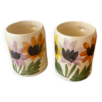 Set of 4 vintage flower stoneware mugs 1970