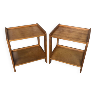 Pair of Vintage Wood Bedside Table #A320
